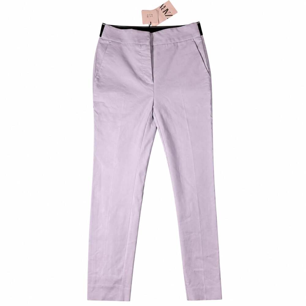 Zara Lavender Stretch Trousers with Contrast Elastic Waistband M Size
